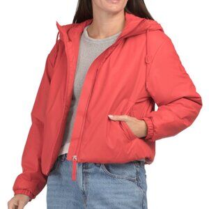 NEW HUNTER Coated Cropped Rain Jacket  in Hunter Red for women 825 6m3